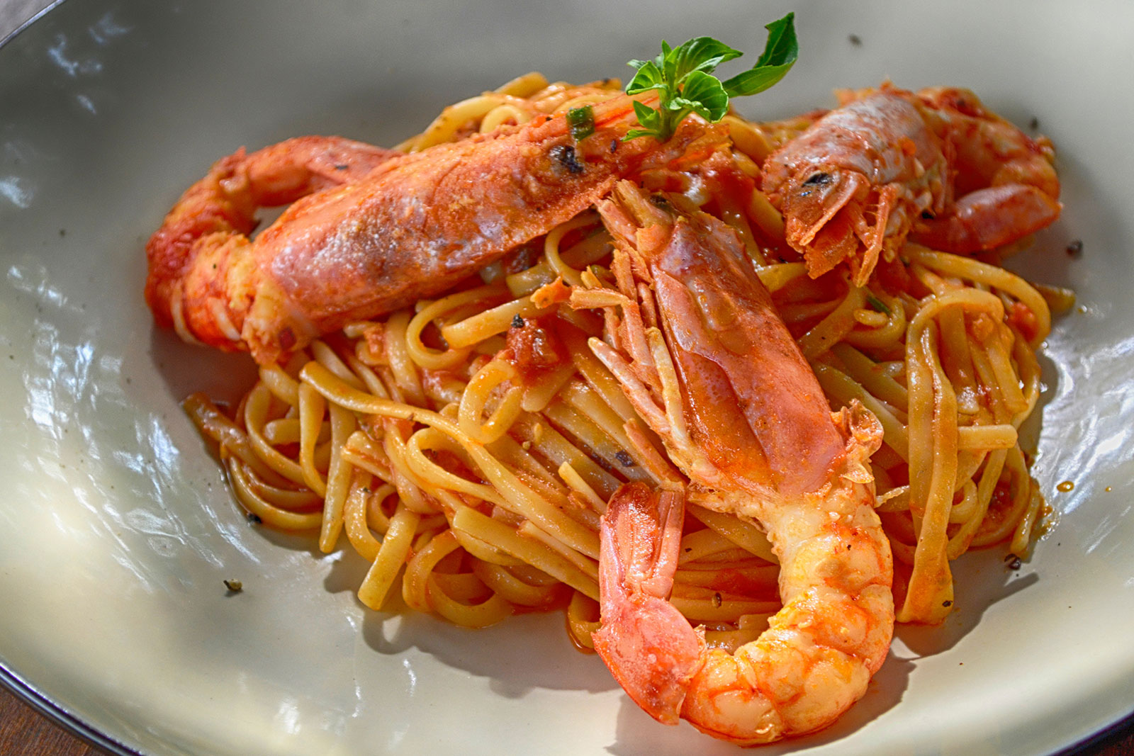 Fresh pasta with shrimp
